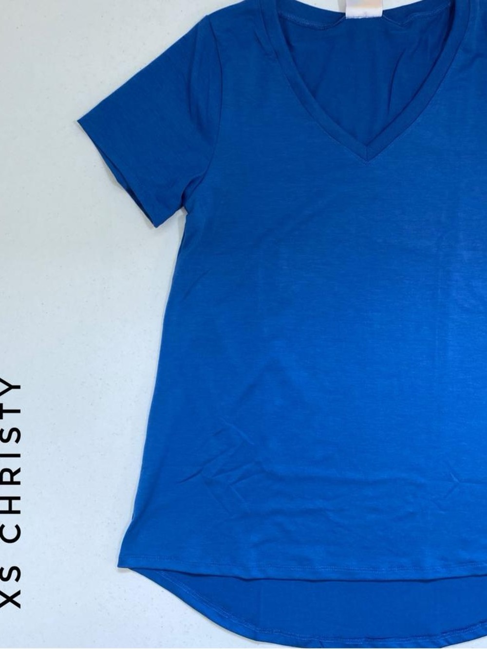 LuLaRoe Women's V-Neck Tee in Bright Blue